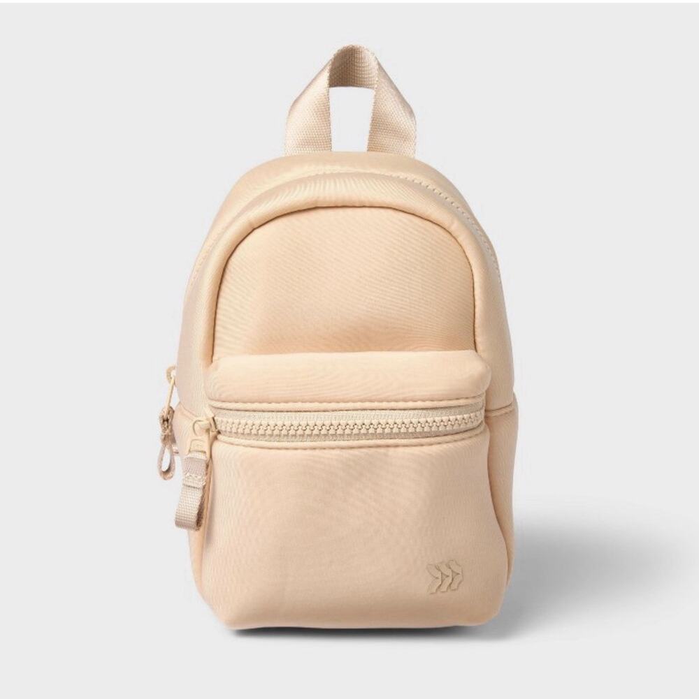 All in Motion Mini Backpack 8.5" Neoprene Beige Adjustable Strap Zipper